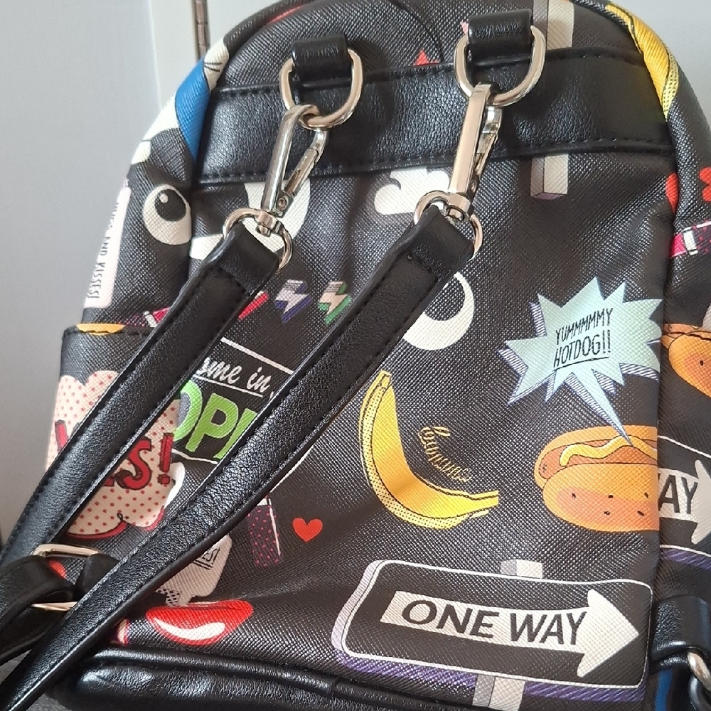 Dream Control Black Graphic Snack Pattern‎ Mini Backpack - Picture 5 of 8